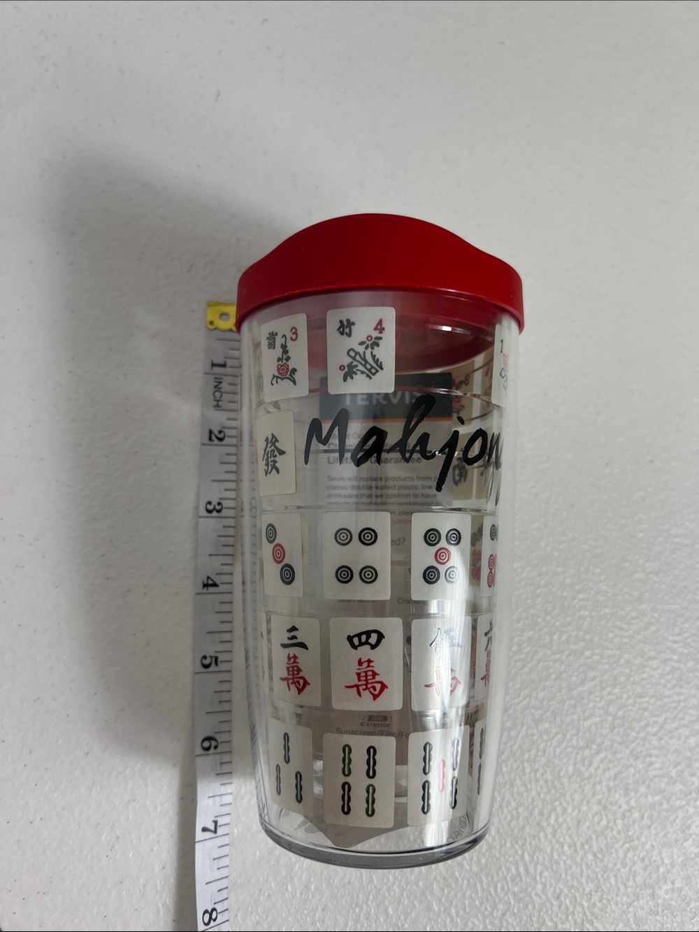 Tervis 16 0z Red-Top Mahjong Tile Insulated Tumbler NWT - Picture 6 of 8